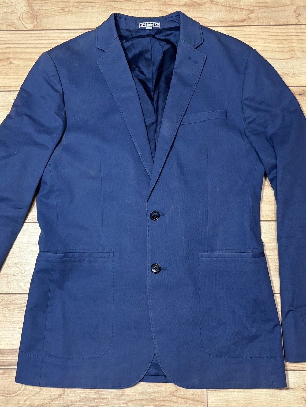 Express Men's Navy Two-Button Cotton Blazer
